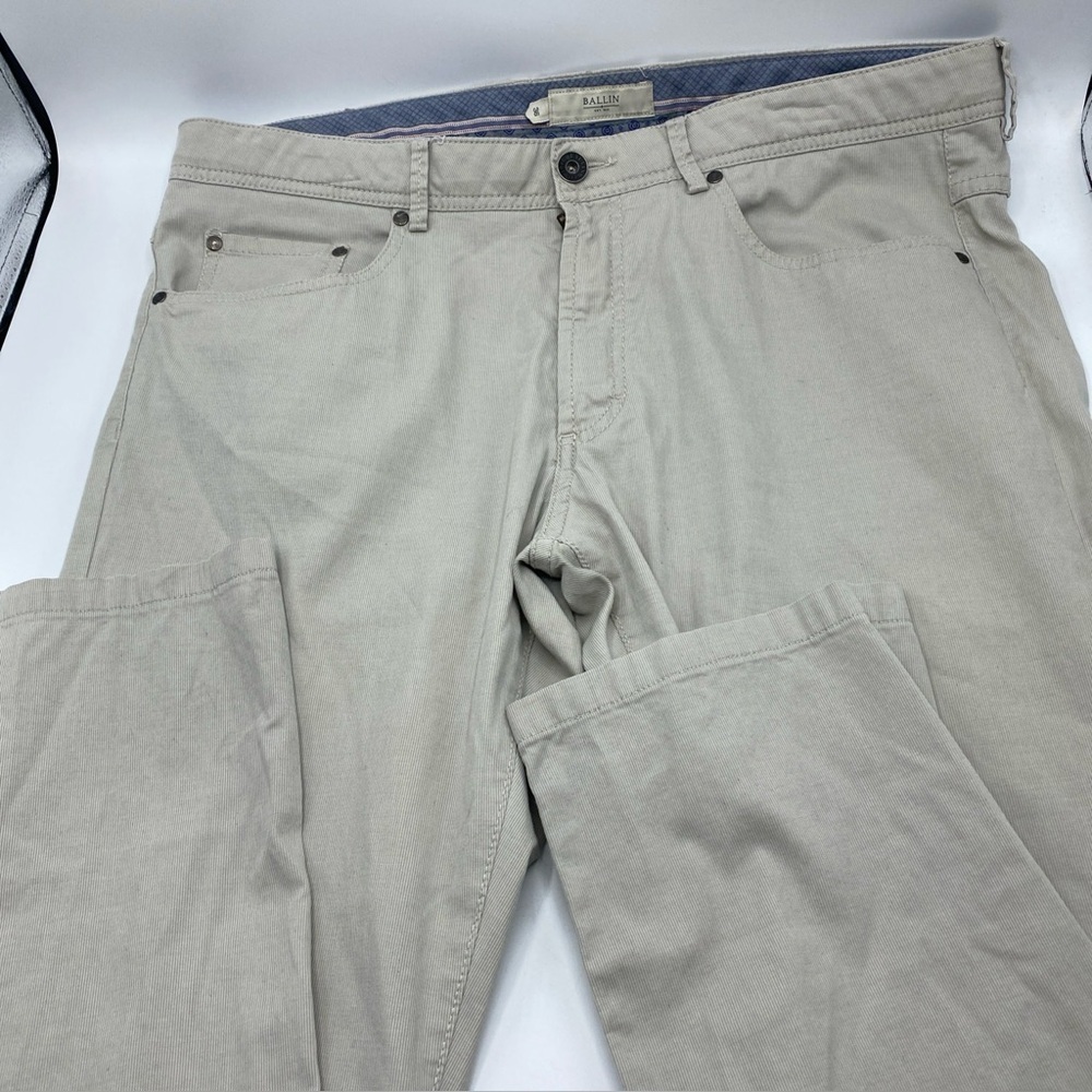 BALLIN Crescent Modern Fit 5-Pocket Stone Pants Mens 36 Beige